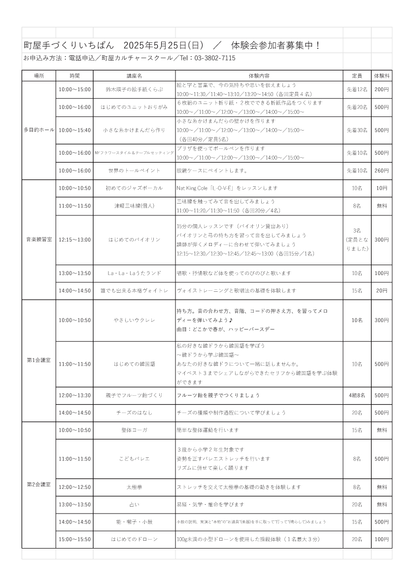 手づくりいちばん体験会